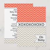 Chevron XOXO Baby shower tendance Invitation neutr (Devant / Derrière)