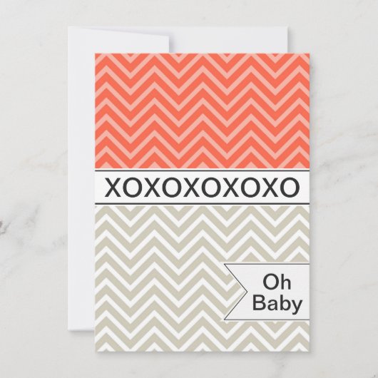 Chevron XOXO Baby shower tendance Invitation neutr (Devant)