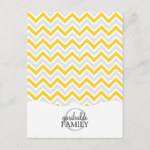 Chevron Yellow and Modern Family Personalized Briefkaart