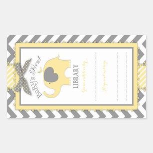 Chevron Yellow Elephant Book Bord Label