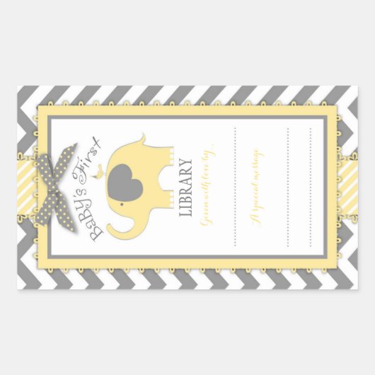 Chevron Yellow Elephant Book Bord Label (Voorkant)