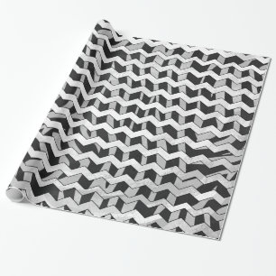 Chevron Zebra Black en Gray Cadeaupapier