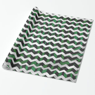 Chevron Zebra Black en Green Print Cadeaupapier