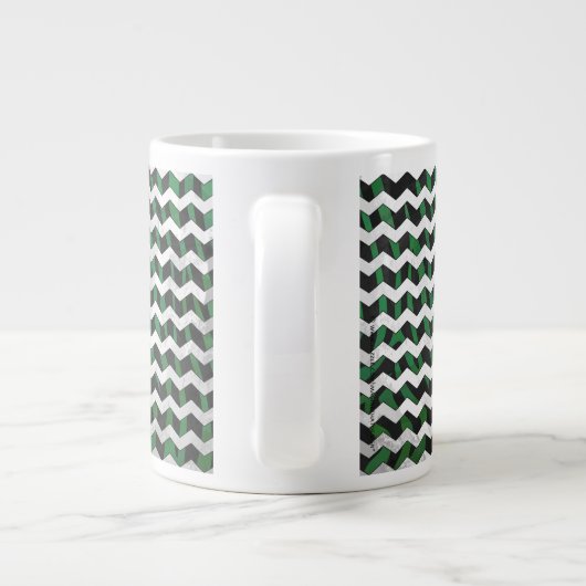 Chevron Zebra Black en Green Print Jumbo Beker (Achterkant)