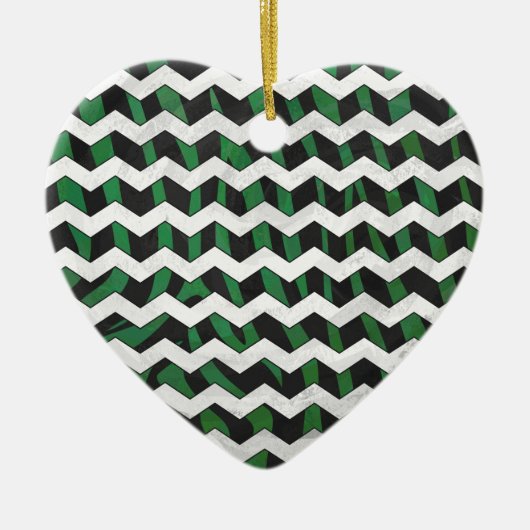 Chevron Zebra Black en Green Print Keramisch Ornament (Voorkant)