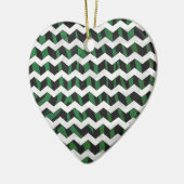 Chevron Zebra Black en Green Print Keramisch Ornament (Links)