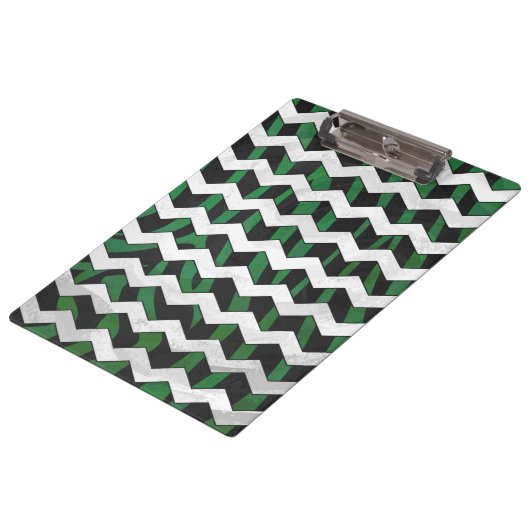 Chevron Zebra Black en Green Print Klembord (Gekanteld)