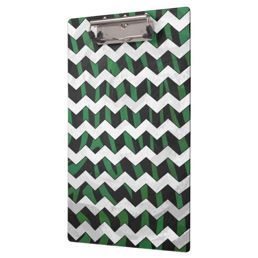 Chevron Zebra Black en Green Print Klembord (Links)