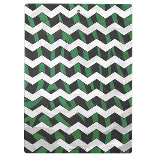 Chevron Zebra Black en Green Print Klembord (Achterkant)