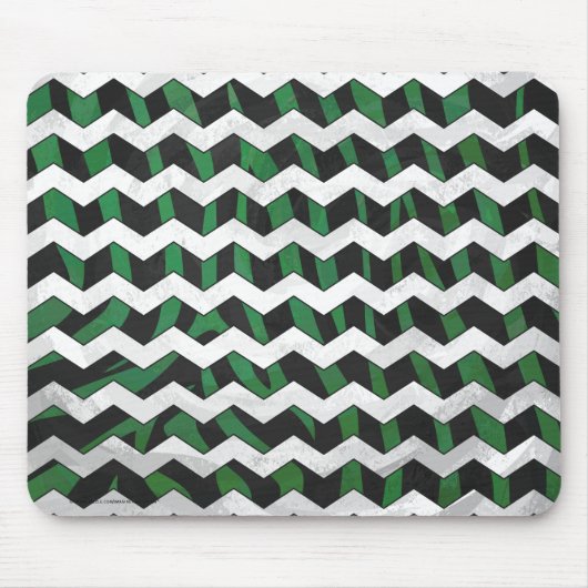 Chevron Zebra Black en Green Print Muismat (Voorkant)
