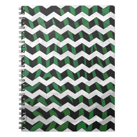 Chevron Zebra Black en Green Print Notitieboek (Voorkant)