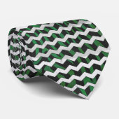 Chevron Zebra Black en Green Print Stropdas (Opgerold)