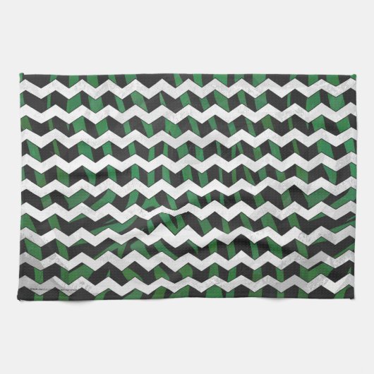 Chevron Zebra Black en Green Print Theedoek (Horizontaal)