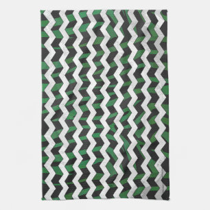 Chevron Zebra Black en Green Print Theedoek