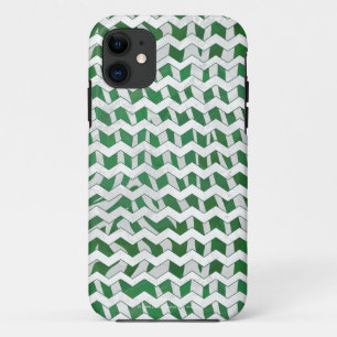 Chevron Zebra Green en White Print iPhone 11 Hoesje