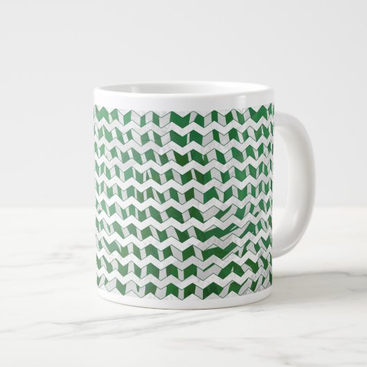 Chevron Zebra Green en White Print Jumbo Mok (Voorkant rechts)
