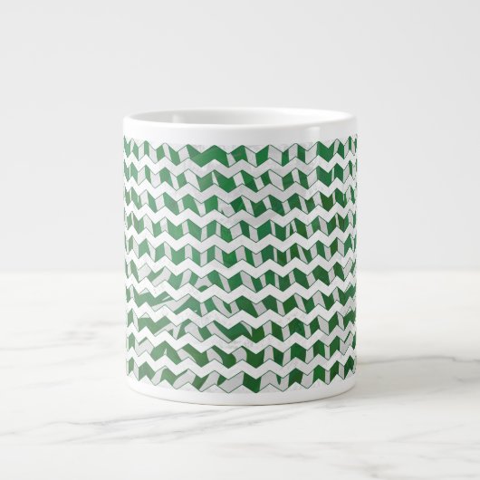 Chevron Zebra Green en White Print Jumbo Mok (Voorkant)