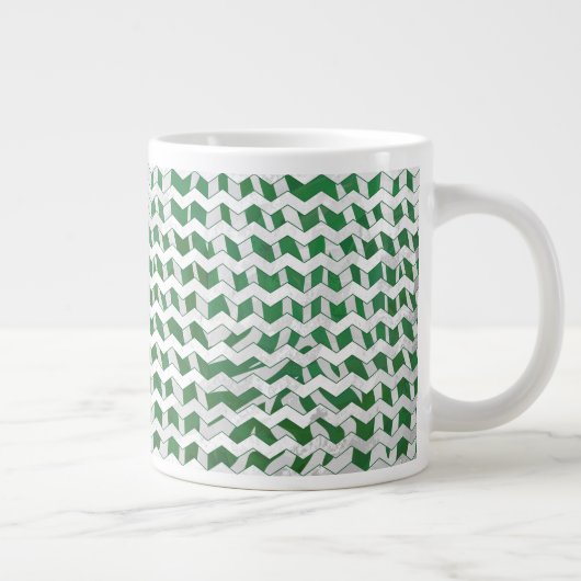 Chevron Zebra Green en White Print Jumbo Mok (Rechts)