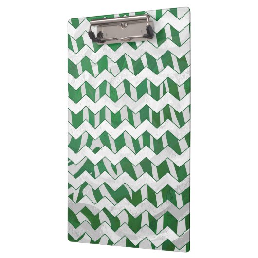 Chevron Zebra Green en White Print Klembord (Links)