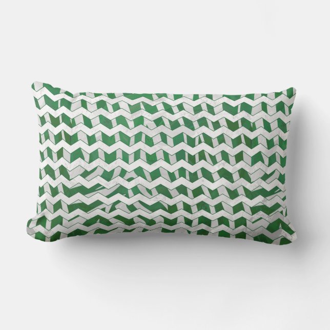 Chevron Zebra Green en White Print Kussen (Voorkant)
