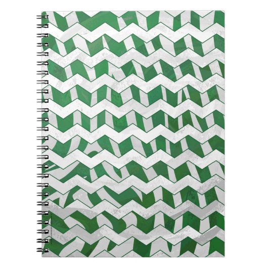 Chevron Zebra Green en White Print Notitieboek (Voorkant)