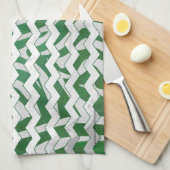 Chevron Zebra Green en White Print Theedoek (Quarter Fold)