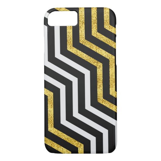Chevron Zig Zag Black White Gold Stripes iPhone Case-Mate iPhone Case (Achterkant)