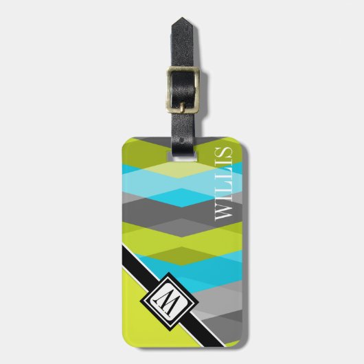 Chevron Zig Zag Monogram-Bagagelabel Bagagelabel (Voorkant verticaal)