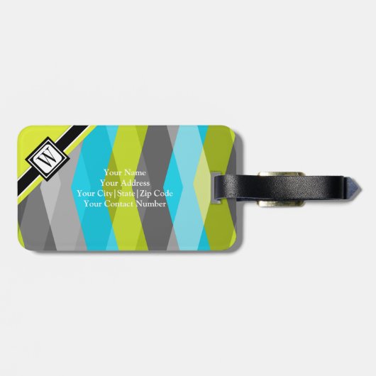 Chevron Zig Zag Monogram-Bagagelabel Bagagelabel (Achterkant horizontaal)