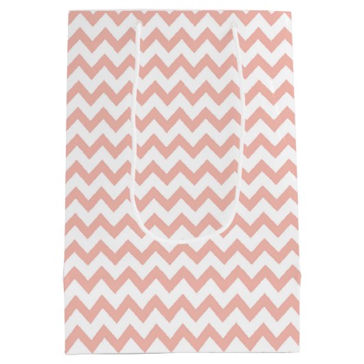 Chevron Zig Zag Pattern Sand Roos White Scandi Medium Cadeauzakje (Achterkant)