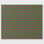 Chevron Zig Zag Ruby Red Green Kerstmis Cadeaupapier (Vlak)