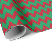 Chevron Zig Zag Ruby Red Green Kerstmis Cadeaupapier (Rol Hoek)
