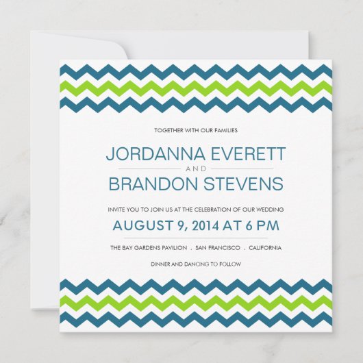 Chevron Zig-Zag Square Wedding Invitations Kaart (Voorkant)