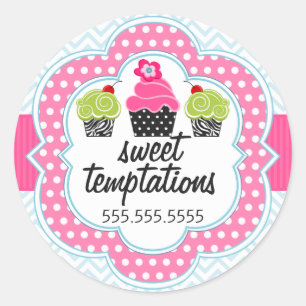 Chevron Zigzag Cupcake Bakery Box Seals Ronde Sticker