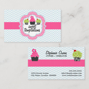 Chevron Zigzag Cupcake Bakery Visitekaartje