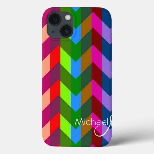 Chevron Zigzag Custom Monogram 3 Case-Mate iPhone Case (Achterkant)