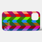 Chevron Zigzag Custom Monogram 3 Case-Mate iPhone Case (Achterkant (horizontaal))