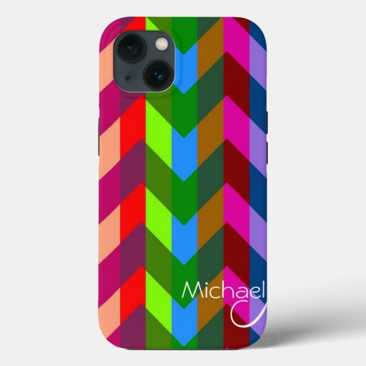 Chevron Zigzag Custom Monogram 3 Case-Mate iPhone Case (Achterkant)
