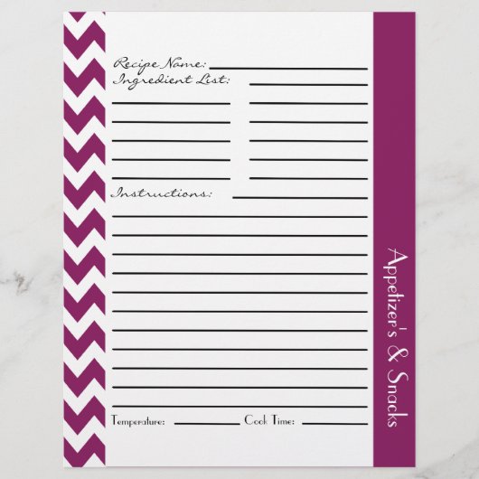 Chevron Zigzag Feuilles de Recette Striped - Plum (Devant)