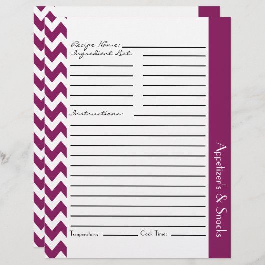 Chevron Zigzag Feuilles de Recette Striped - Plum (Devant / Derrière)