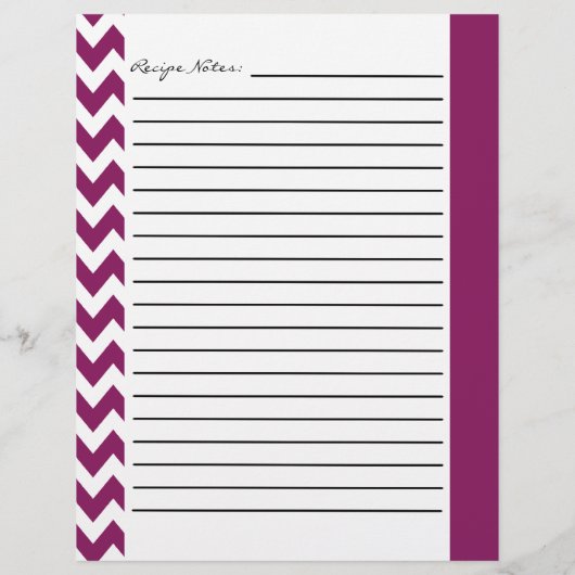 Chevron Zigzag Feuilles de Recette Striped - Plum (Dos)