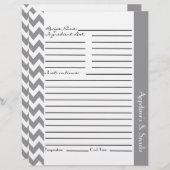 Chevron Zigzag Feuilles de recettes rayées - Gris (Devant / Derrière)