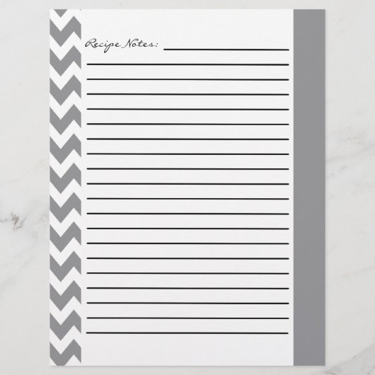Chevron Zigzag Feuilles de recettes rayées - Gris (Dos)