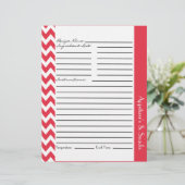 Chevron Zigzag Feuilles de recettes rayées - Rouge (Debout devant)