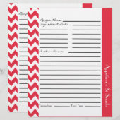 Chevron Zigzag Feuilles de recettes rayées - Rouge (Devant / Derrière)