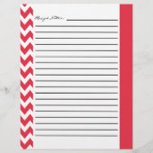 Chevron Zigzag Feuilles de recettes rayées - Rouge (Dos)
