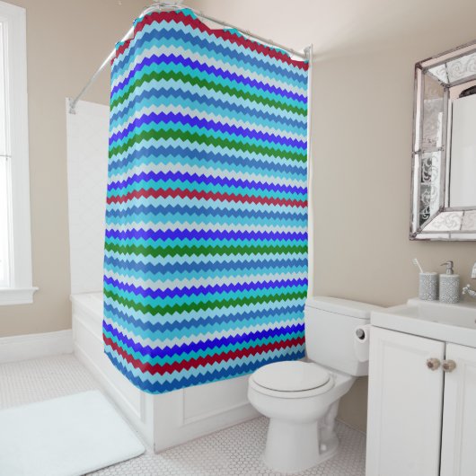 Chevron zigzag Motif Verre de mer Douche rideau (En situation)