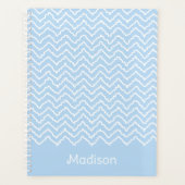 Chevron Zigzag Ondulé Bleu Et Blanc Avec Nom (Devant)