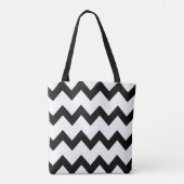 Chevron zigzag ontwerp zwart wit tote bag (Achterkant)