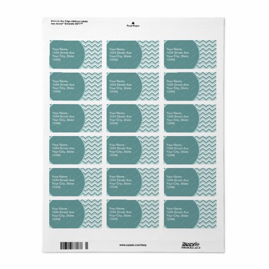 Chevron ZigZag patroon in Mint Green Etiket (Full Sheet)